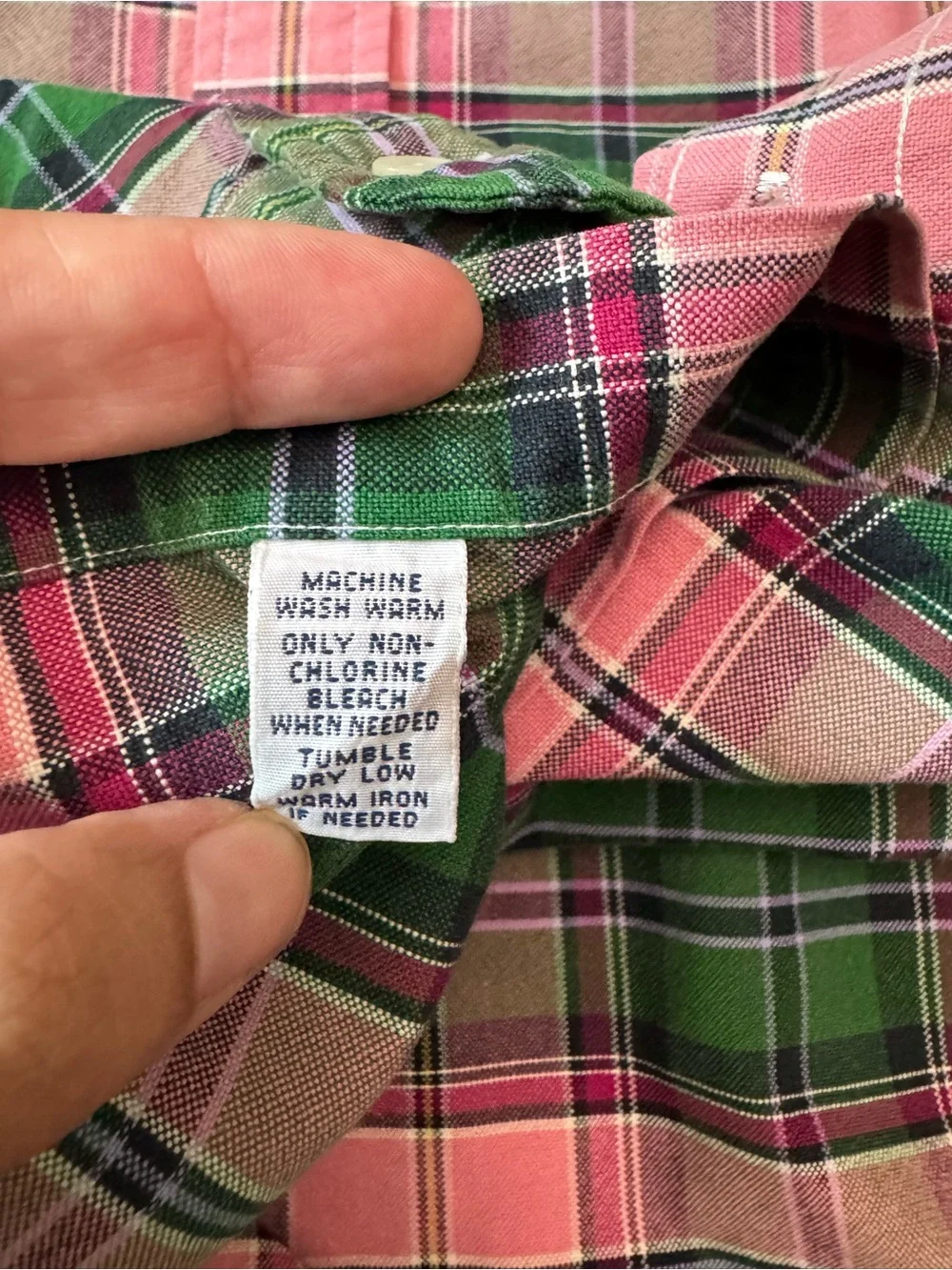 Vintage Polo by Ralph Lauren Pink & Green Plaid Button-Down Shirt - Size L